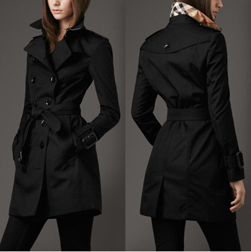 British Trend Double-Breasted Slim Long Trench Coat