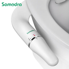 Lade das Bild in den Galerie-Viewer, SAMODRA WC Bidet Ultra-Slim, eine WC-Sitzbefestigung mit Messingeinlass und einstellbarem Wasserdruck für eine hygienische Dusche im Badezimmer.

