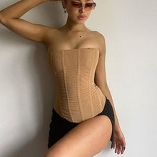 Lade das Bild in den Galerie-Viewer, Skinny Sleeveless Tube Top Women Summer New Mesh Crop Corset Tank Party Streetwear Chest
