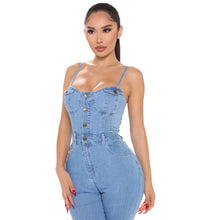 Lade das Bild in den Galerie-Viewer, Casual Nightclub Women&#39;s High Elastic Denim Jumpsuit Summer
