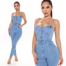 Lade das Bild in den Galerie-Viewer, Casual Nightclub Women&#39;s High Elastic Denim Jumpsuit Summer
