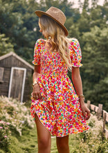 Lade das Bild in den Galerie-Viewer, Floral Ruffle Summer Dress Short Sleeve Off Shoulder Mini Dress Beach
