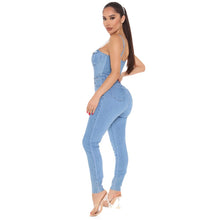 Lade das Bild in den Galerie-Viewer, Casual Nightclub Women&#39;s High Elastic Denim Jumpsuit Summer
