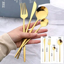 Lade das Bild in den Galerie-Viewer, Großhandeln Prise 24Pcs Schwarz Griff Goldenen Besteck Set, Edelstahl Messer Gabel Löffel Geschirr Besteck Set, Festival Küche Geschirr Geschenk
