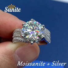 Lade das Bild in den Galerie-Viewer, Sunite 5,0 ct 3,0 ct blau rot Moissanite Diamantring für Frauen Männer Geschenk Verlobung s925 Silber Rubin Sapphire Smaragd
