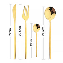 Lade das Bild in den Galerie-Viewer, Großhandeln Prise 24Pcs Schwarz Griff Goldenen Besteck Set, Edelstahl Messer Gabel Löffel Geschirr Besteck Set, Festival Küche Geschirr Geschenk
