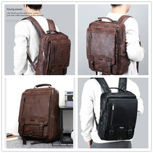 Lade das Bild in den Galerie-Viewer, JEEP BULUO Mode Leder Männer Rucksack Business Männlichen 15.6 &quot;Laptop Tasche, Große Kapazität Rucksack
