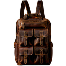 Lade das Bild in den Galerie-Viewer, Men&#39;s Large Capacity Retro Outdoor Travel Leather Backpack
